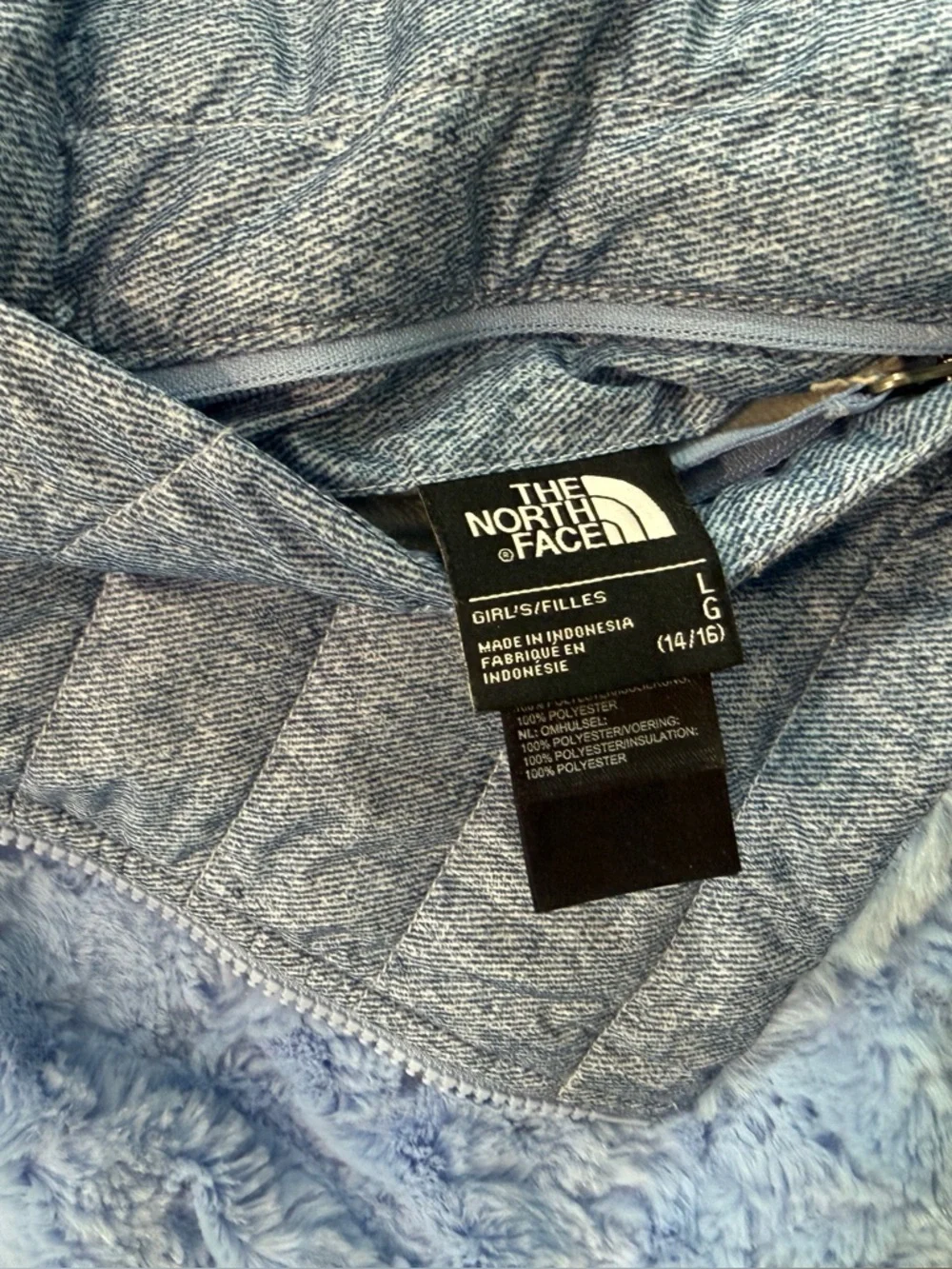 The North Face Mossbud Swirl Reversible Jacket Blue Girls L 14/16